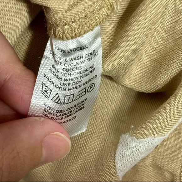 Loft Tan Beige Patch Pocket Wide Leg Pants Size 10 - Picture 6 of 10